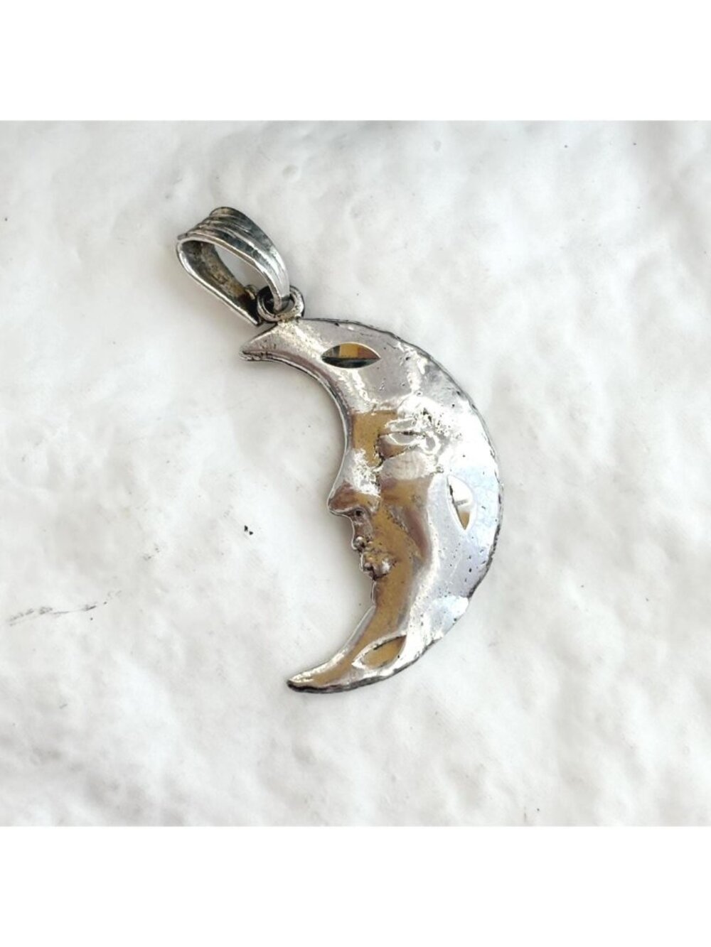 Man in the Crescent Moon Face Sterling Silver 925 Pendant | Charm